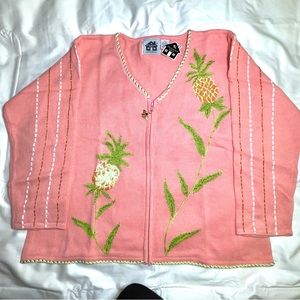 NWT NEW Beautiful Storybook Knits “Jamaican Me Crazy” Pink Salmon LS Sweater